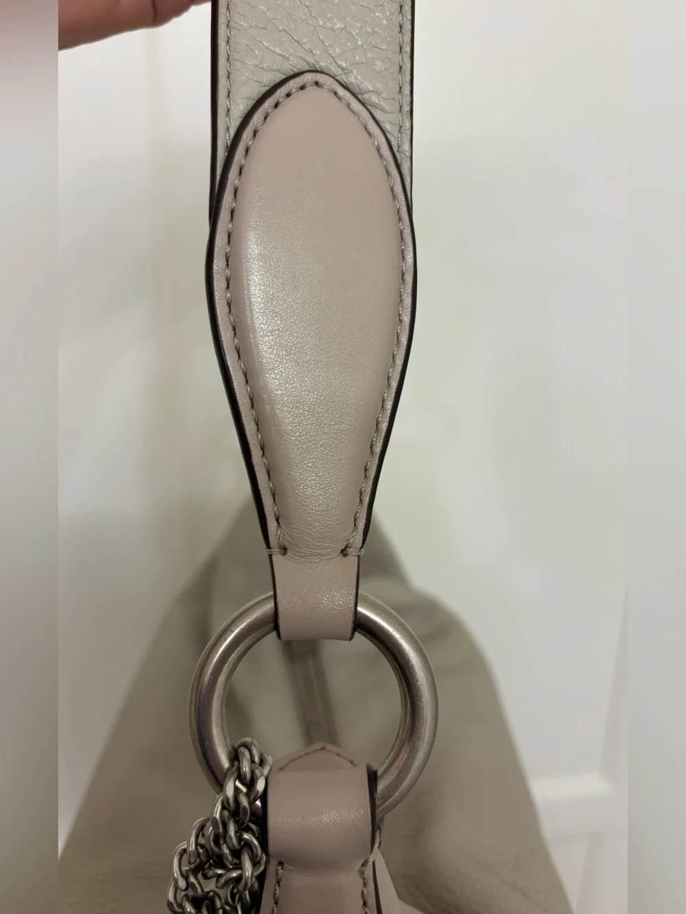 Michael Kors Elana gray and taupe slouchy bucket crossbody